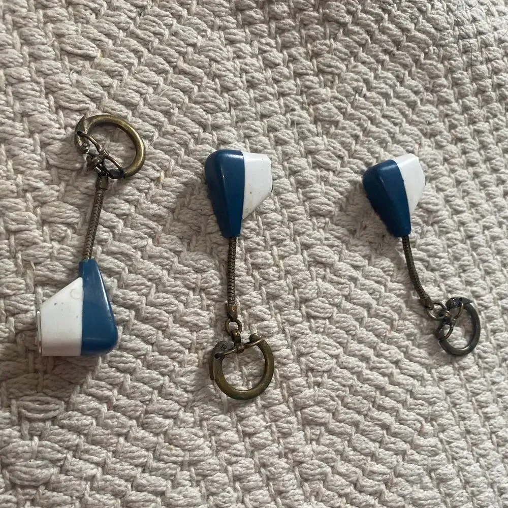 Lot of 3 Vintage Mid Century Miniature Electric Shaver Keychains Brass Chain